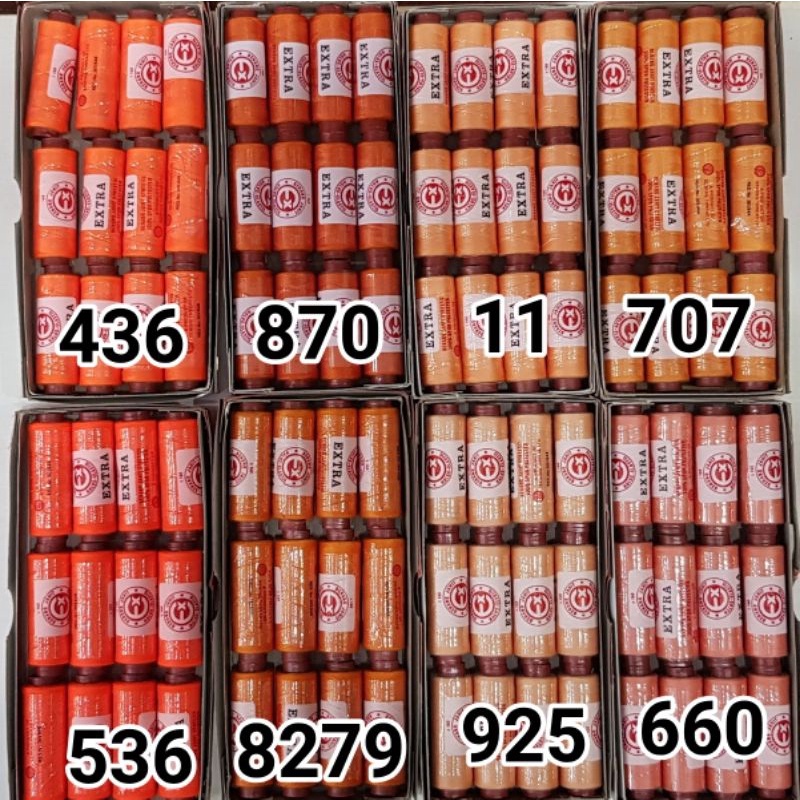 Benang Jahit EXTRA 160 yards  Warna Oranye Ukuran kecil (Harga per pcs)