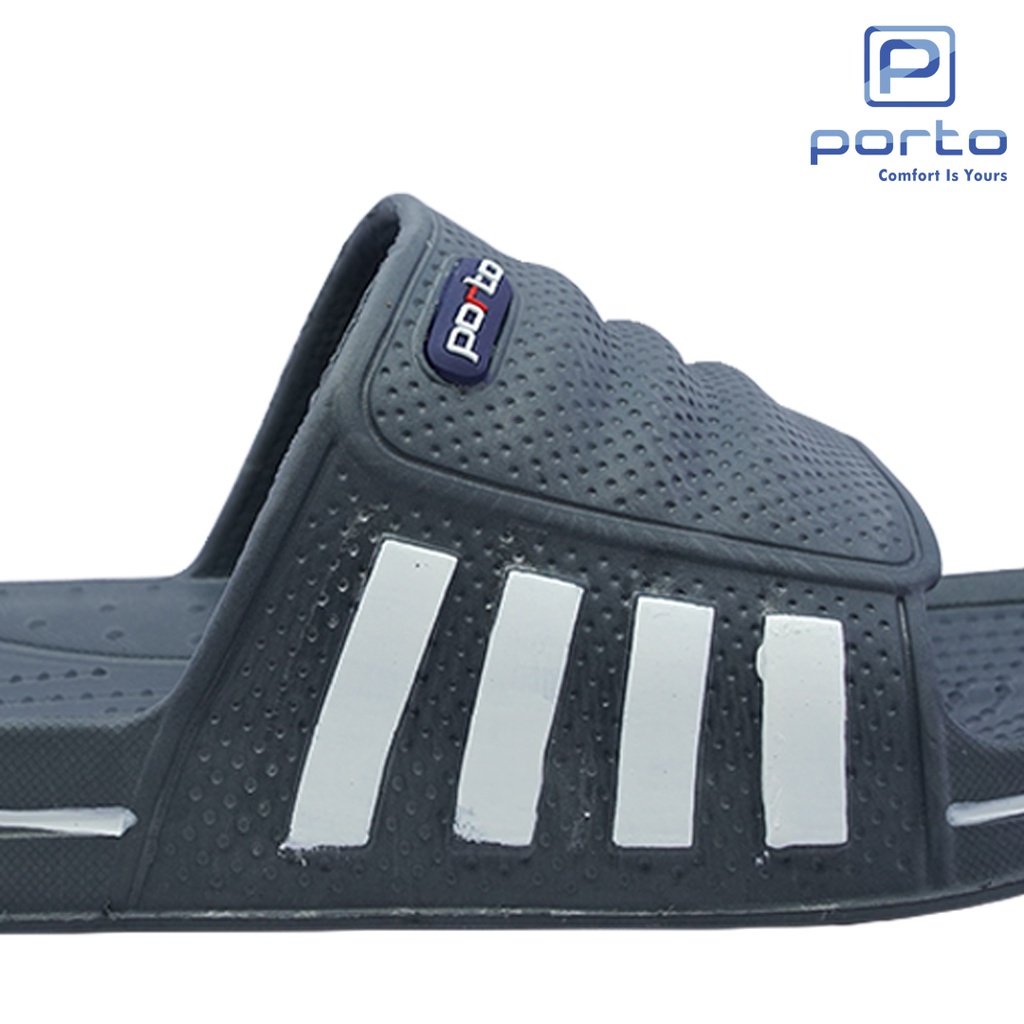 1017M - Porto Leveling Sandal Pria Selop Garis-Garis Santai Rumahan Awet Nyaman Tidak Licin Original Terbaru