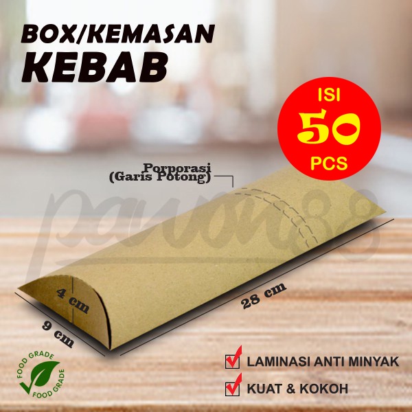 Box Kebab - Dus Kebab - Kotak Kebab | KRAFT COKLAT - L - (50 Pcs)