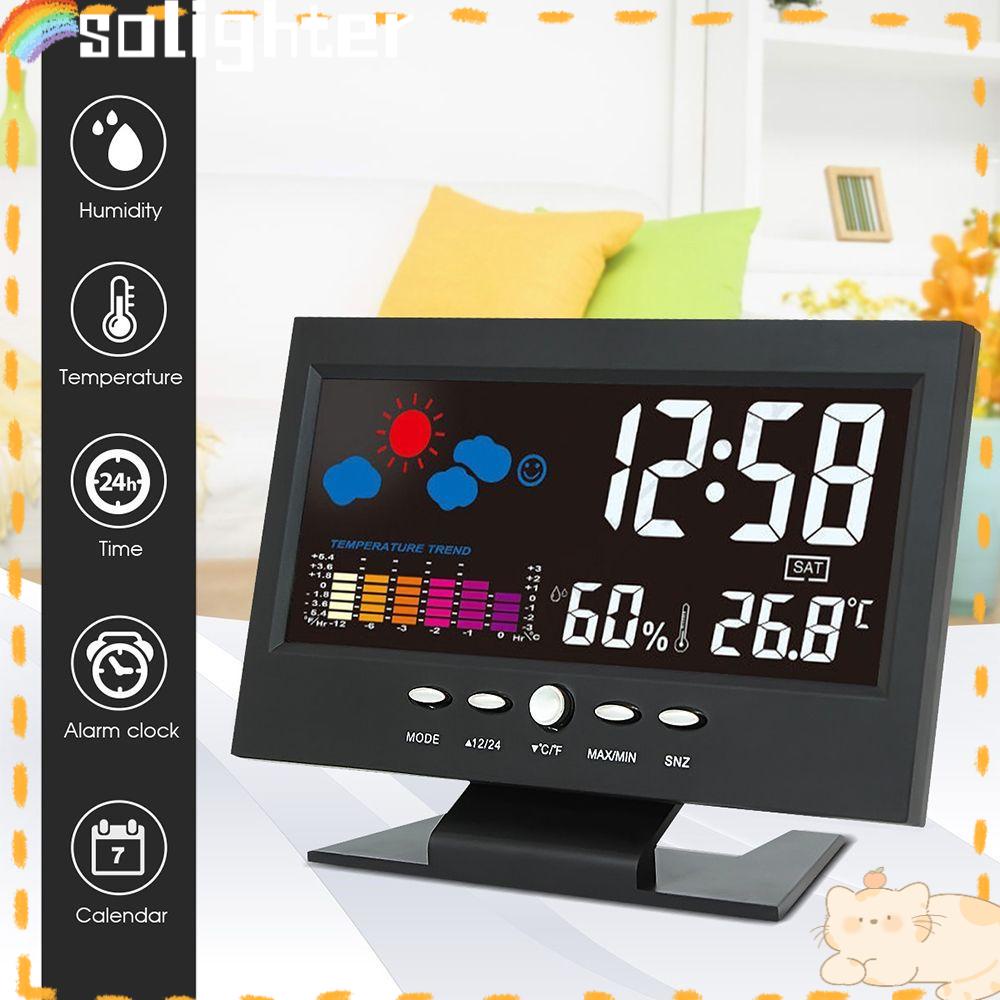 Solighter Jam Alarm Digital Dengan Lampu LED Untuk Indoor / Outdoor