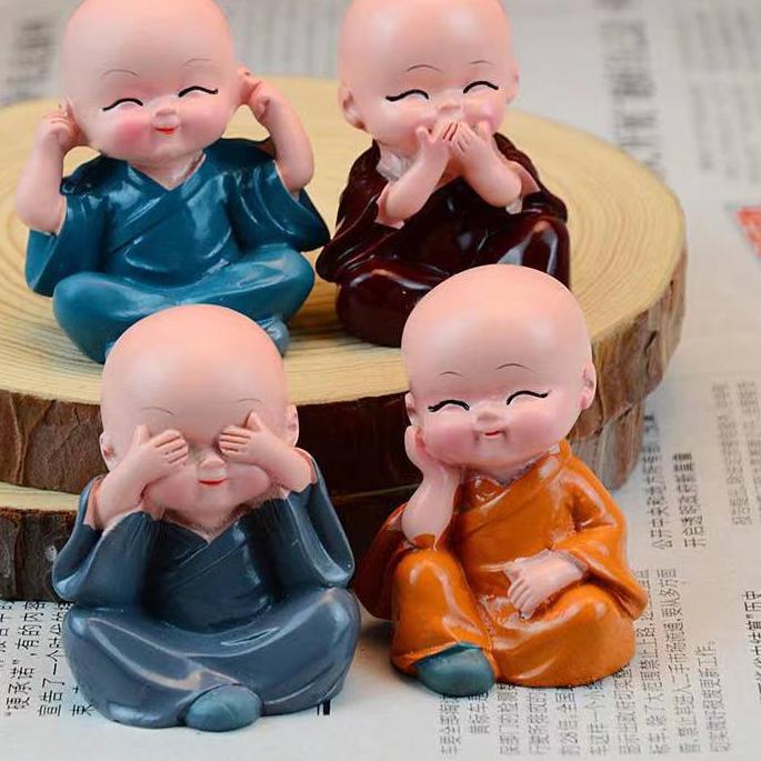 Dekorasi Mobil 4 Biksu Lucu Unik Mini .