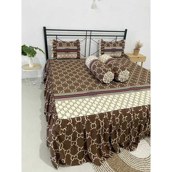 Soraya Bedsheet Sprei Rimpel Gucci Supreme Coklat KING SIZE 180x200x55