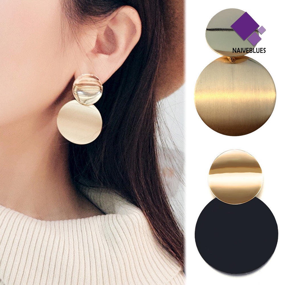 Anting Stud Matte Bentuk Disk Irregular Untuk Hadiah Ulang Tahun Wanita