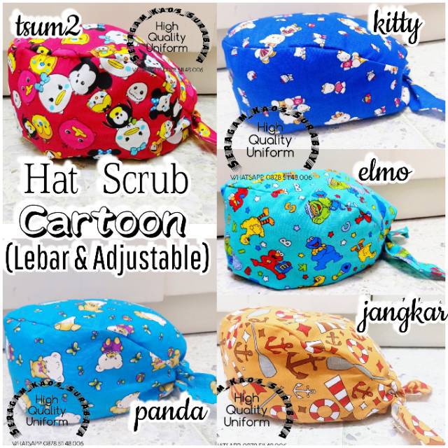 Topi scrub.hat scrub dokter.topi rumahsakit .topi katun katun.topi operasi. Topi kain motif
