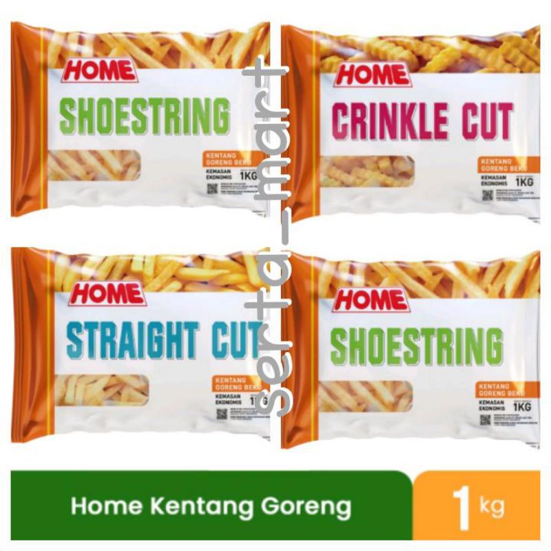 

Home Shoestring / Straight Cut / Crinkle Cut Kentang Goreng Beku 1kg - Home Kentang Beku