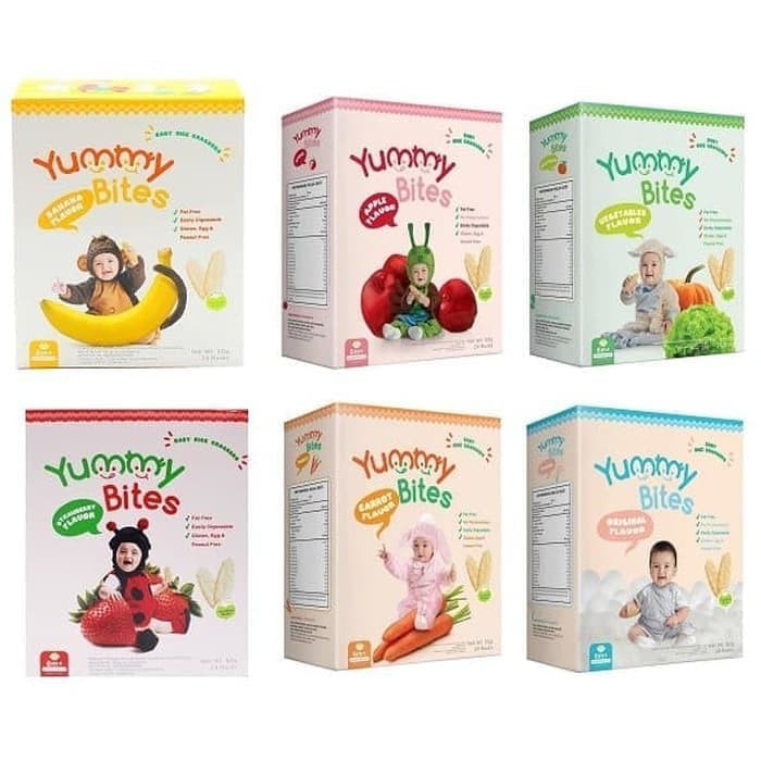 Yummy Bites Baby Rice Creaker / Biskuit Beras Bayi / Biskuit Bayi - (Tersedia varian ukuran dan rasa)