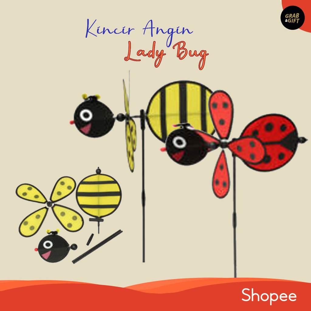 Kincir Angin / Windmill Bentuk Lebah / Bumblebee dan Kumbang / Ladybug Untuk Outdoor / Taman