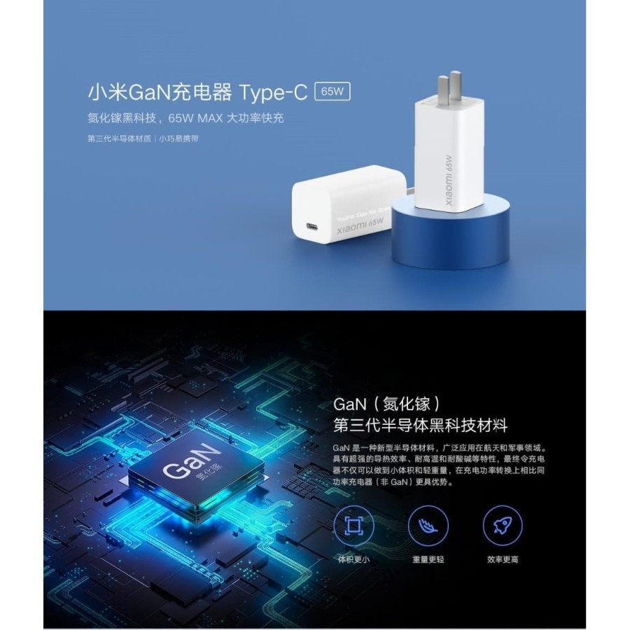 Xiaomi GaN Small Travel Charger USB Type C PD Quick Charge 65W