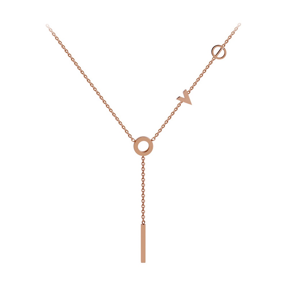 Surat CINTA Titanium Stainless Steel Rose Gold Kalung Klavikula Rantai Choker untuk Wanita