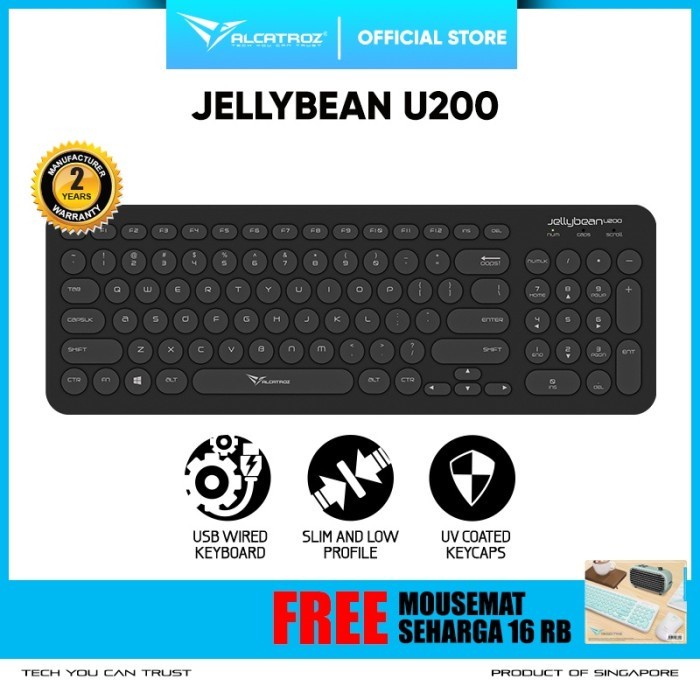 Alcatroz Keyboard Wired JellyBean U200 2 Tahun Garansi Resmi - Putih