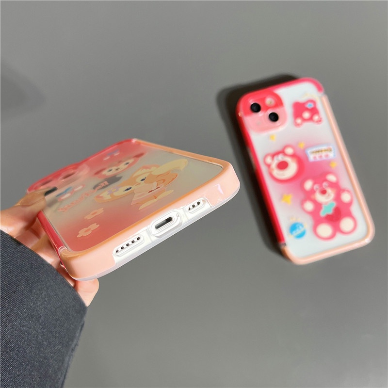 Casing iphone 13 12 11PROMAX X XS XR XSMAX shockproof Motif Strawberry Beruang Kelinci
