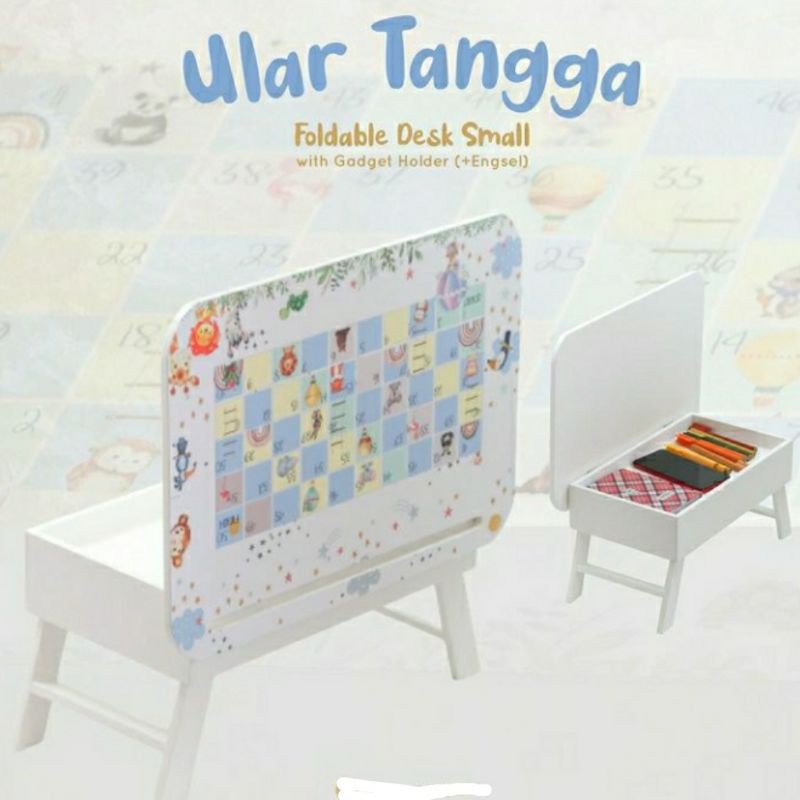 MEJA LIPAT LACI ENGSEL + GADGET HOLDER + TAS MIKA Portable Kids Wooden Gift Souvenir Ultah Custom ka
