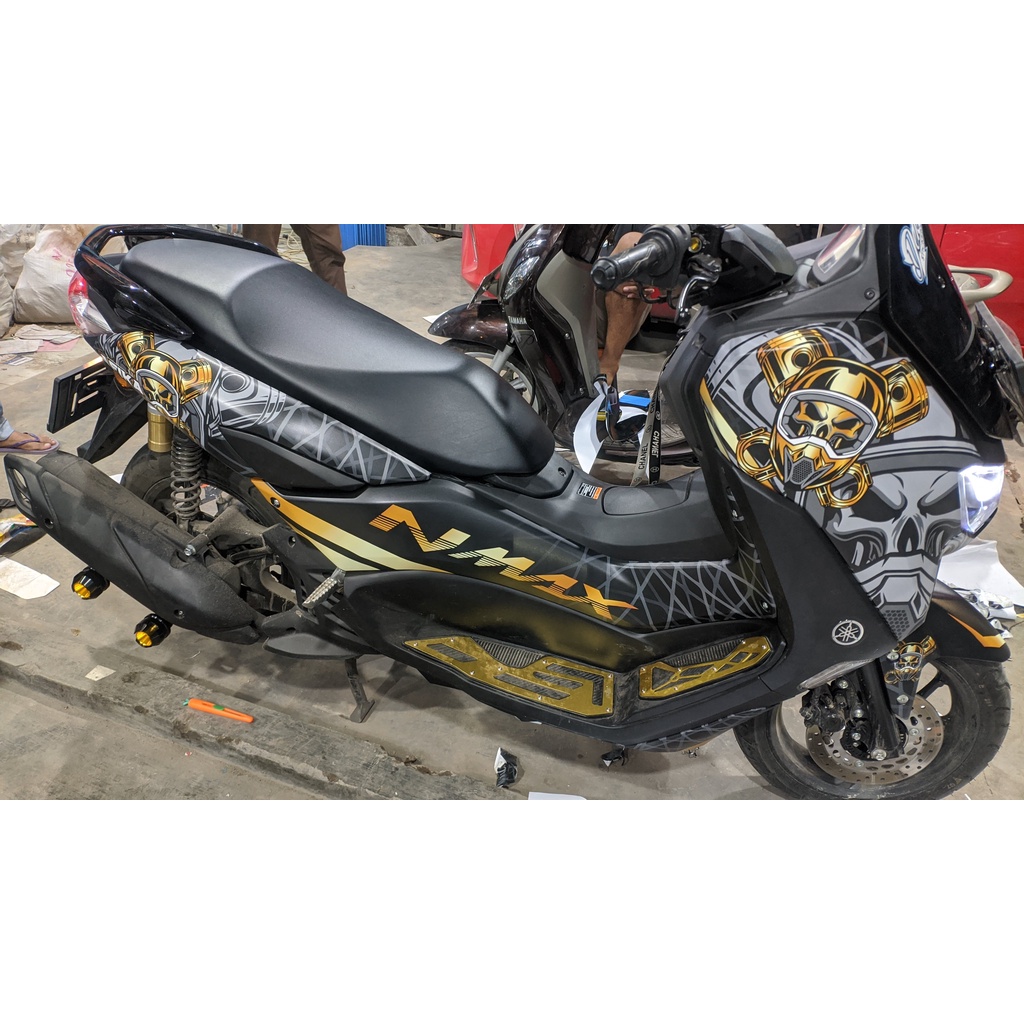 Stiker Nmax New 2020 Decal Full Body Nmax New Premium Black Skull Doff DNKZ
