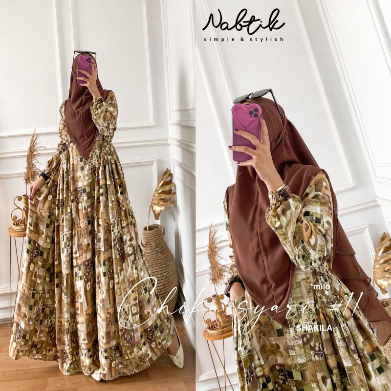 [READY STOCK] Chika Syar'i #11 Original Nabtik Gamis Set Khimar Nanti Terbaru dan Termurah