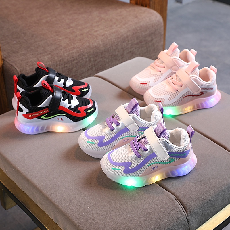 SALE LED9-Sepatu Sneaker Anak Laki Perempuan Lampu LED Import