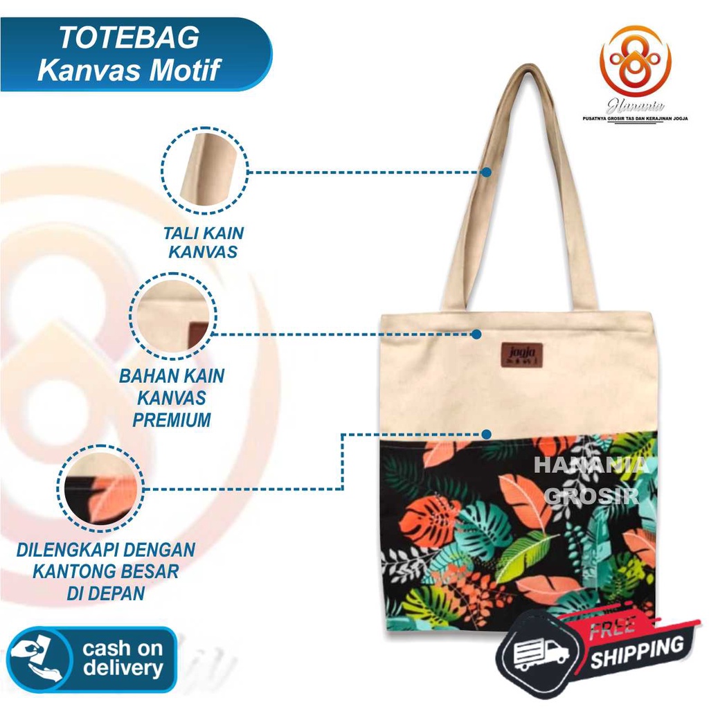 TOTEBAG BAHAN KANVAS PREMIUM MOTIF TOTE BAG WANITA TOTEBAG PRIA CANVAS MOTIF GOOD QUALITY WITH