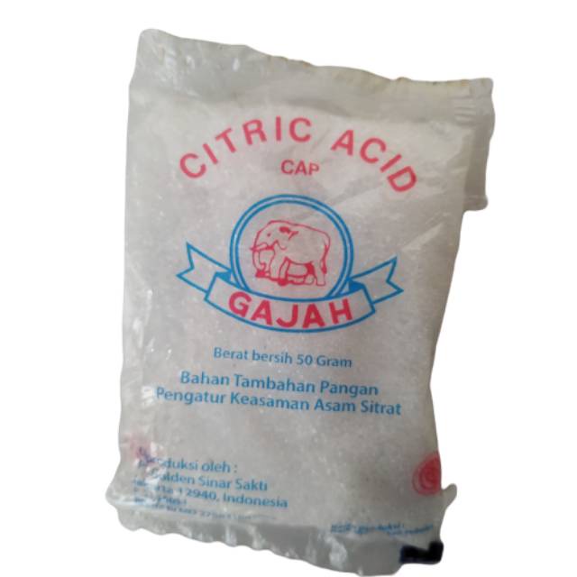 

Asam Sitrat Citric Acid Cap gajah 50Gr / Asam Sitrun / Citrun