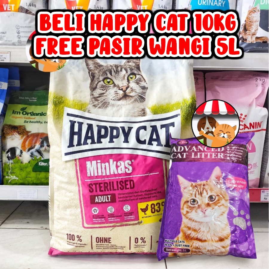 Jual Happy Cat Food Minkas Sterilised 10kg Free Pasir Gumpal Wangi 5