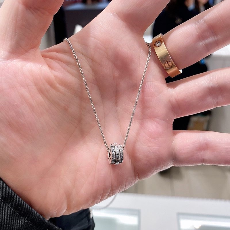 Pandora Kalung 925 Silver Cubic Zirconia Dengan Liontin Berlian Untuk Wanita