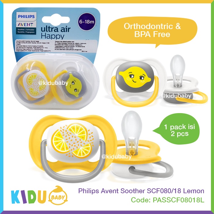 Philips Avent Soother SCF080/18 Lemon Empeng Bayi Kidu Baby