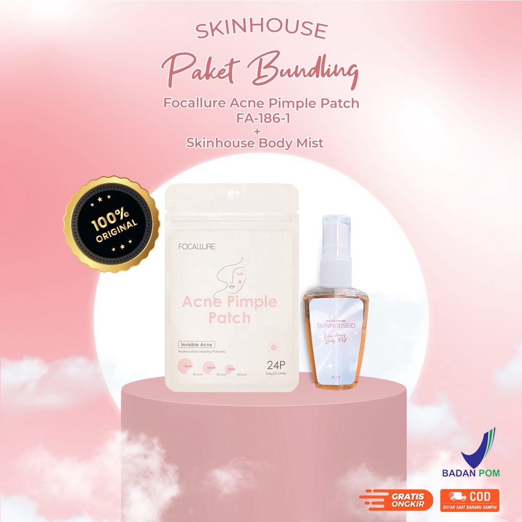 [ SKINHOUSEID ] PAKET BUNDLING FOCALLURE Spot Patch Acne Treatment Day &amp; Night | BODY MIST SKINHOUSEID 55ml