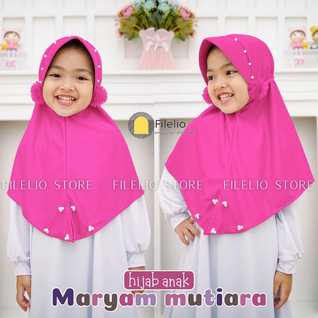 Kerudung Instan Anak TK Maryam Mutiara / Hijab Anak TK Kekinian / Hijab Anak TK Ped Mutiara Pompom / Jilbab Anak Karakter / Jilbab Anak Perempuan / Jilbab Anak Jersey / Kerudung Anak TK / Bergo Anak Jersey / Bergo Anak TK