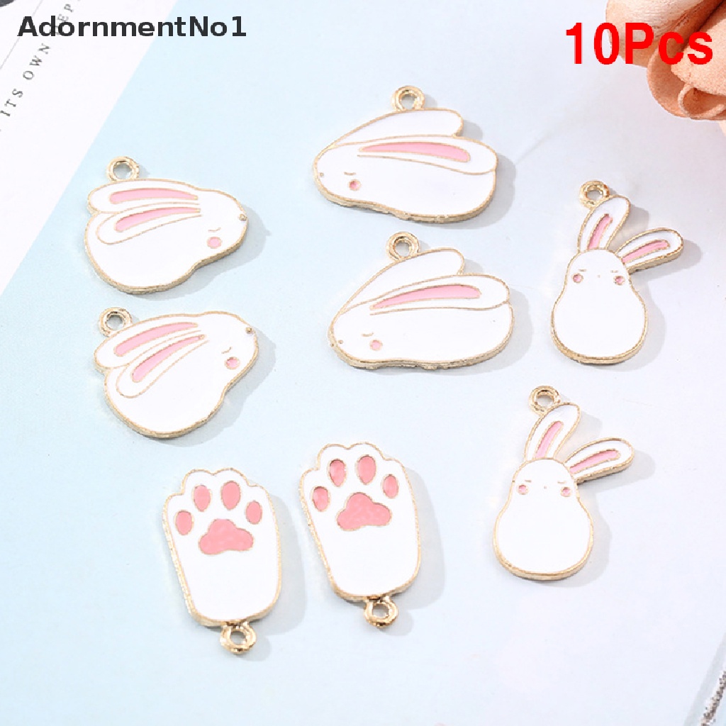 (AdornmentNo1) 10pcs / Set Liontin Enamel Bentuk Kelinci Bahan Alloy Untuk Kerajinan Tangan DIY