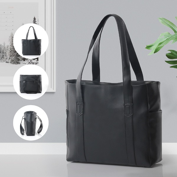 Tas Tote Bag Wanita model Simpel Kekinian Motif Polos || Warna Hitam - 634