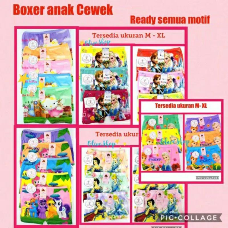 OliveShop ❤ CELANA DALAM BOXER ANAK CEWEK PEREMPUAN MOTIF KARAKTER BONITA MURAH BAGUS