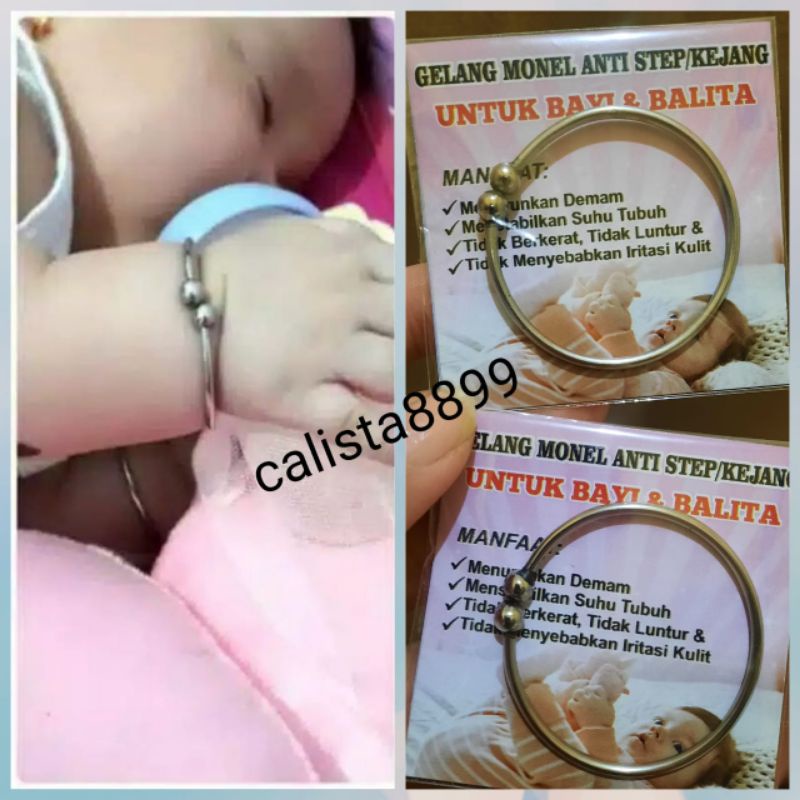ASLI monel Gelang monel bayi anti Step kejang , gelang lonceng anak bayi