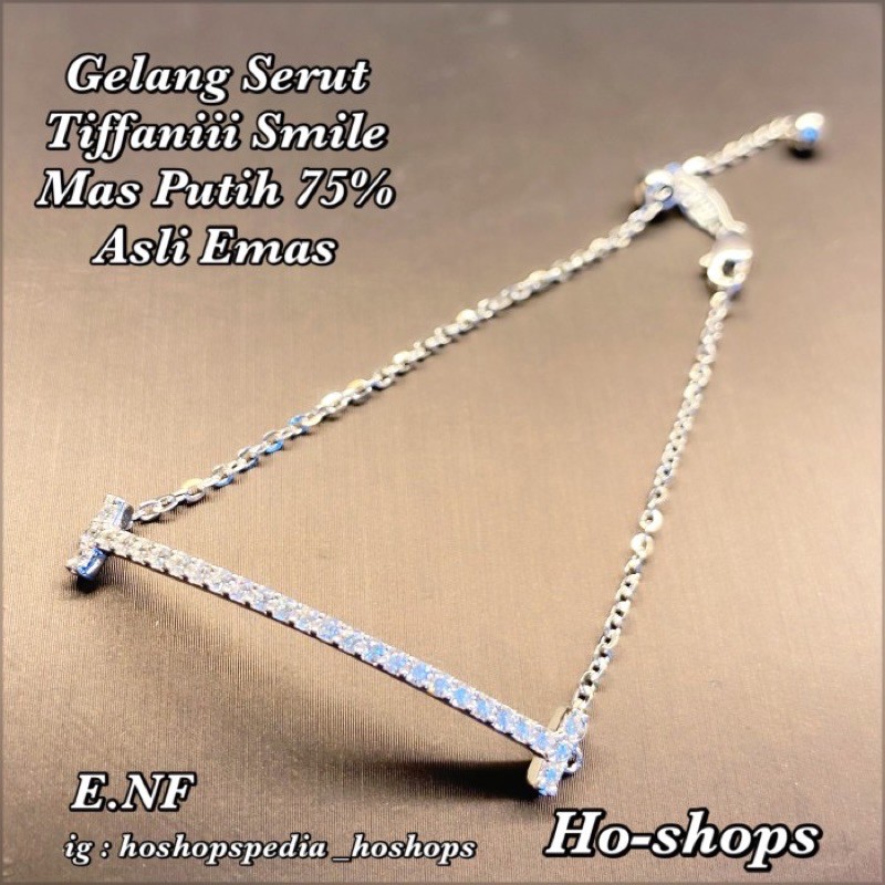 Gelang Serut Tiffanii Smile Mas Putih Kadar 750 Asli Emas