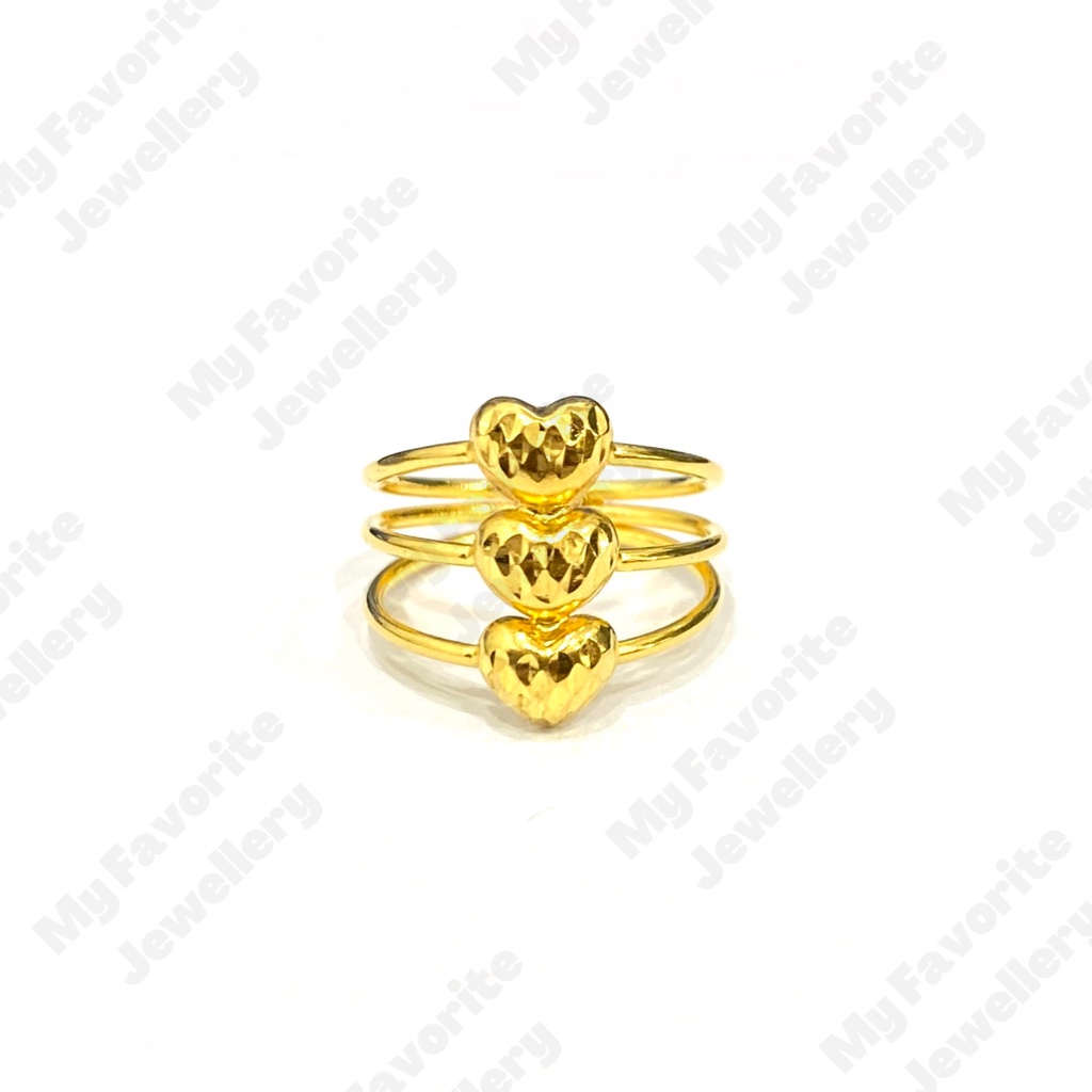 Cincin Pipa Hati Susun Uk13 Uk15 Uk18 Emas Asli Kadar 875