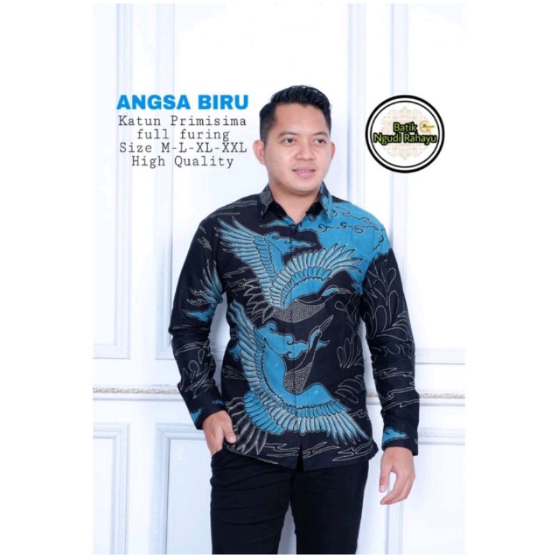 kemeja batik pria ANGSA BIRU batik pria premium lengan panjang dan pendek lapis furing // kemeja batik pria sragenan // batik pria modern