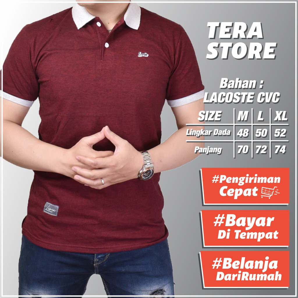  QU  Kaos  Kerah  Polo Shirt Pria  Lengan Pendek Pria  Polos 