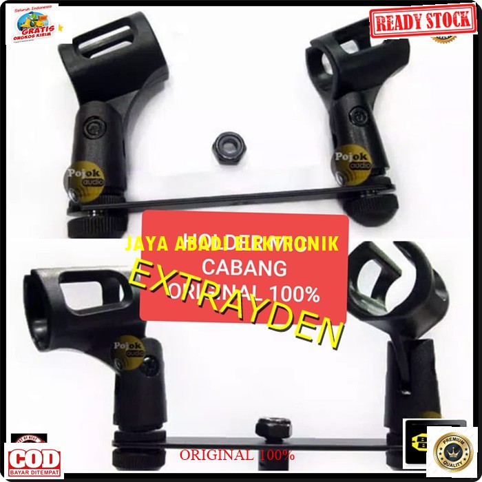 G175 Krezt ORIGINAL Holder stand mic CABANG 2in1 mik standing hanger dual dua import asli dobel tiang microphone mikrophone acecoriss pegangan gantungan universal G175  BISA SEGALA JENIS MICROPHONE DAN STAND MIC  lebar lubang depan 2,7cm diameter lubang d