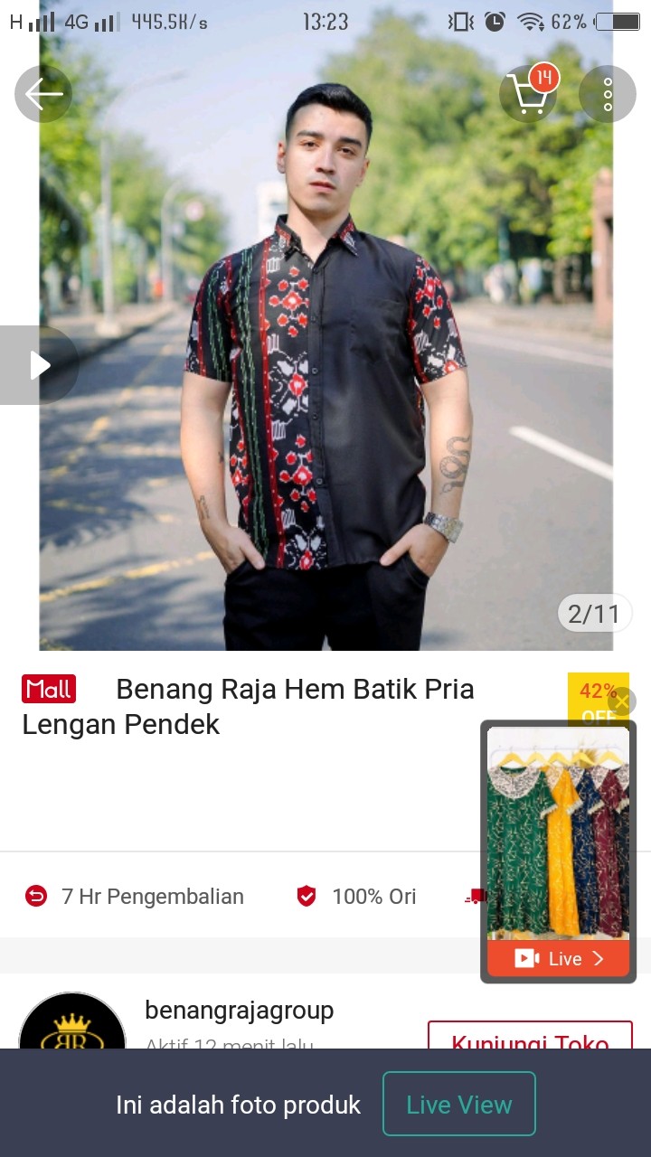 Benang Raja Hem Batik Pria Lengan Pendek
