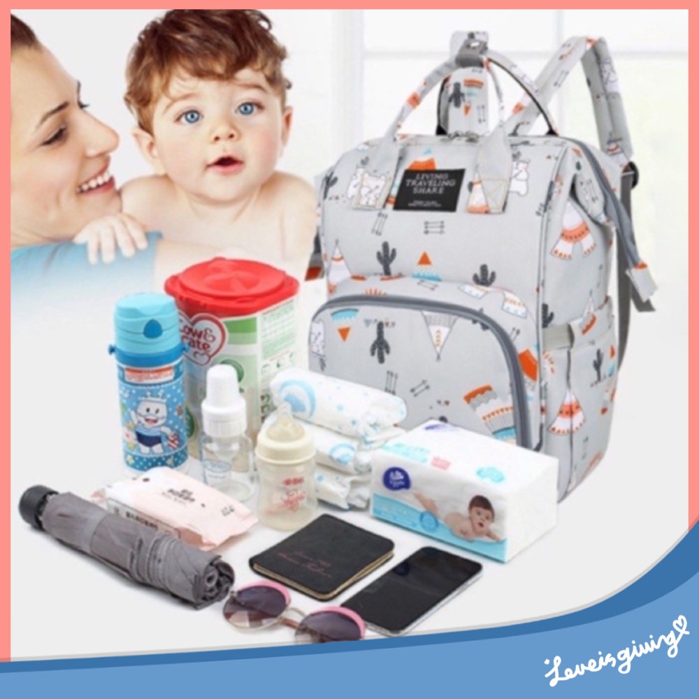 Mommy Bag /Tas Popok /Tas Bayi Ransel Besar WATER RESISTANT perlengkapan Bayi Motif BABY