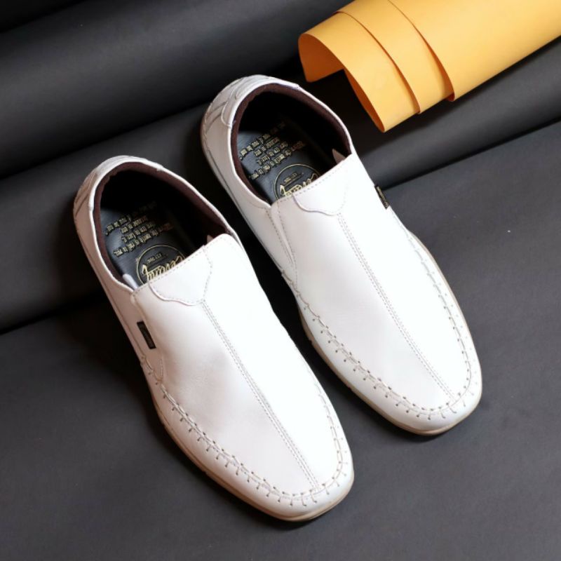 Sepatu Slip On Kulit Asli Casual Pria Slop Kerja Santai Pansus Modern Trendi Original