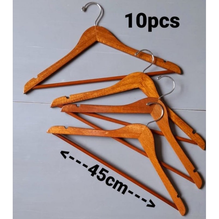 Jual Gantungan Baju Kayu Palang Hanger Kayu Palang Isi 10pcs Shopee Indonesia 