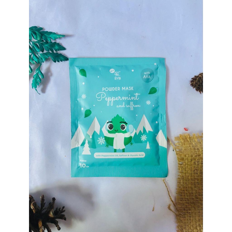 SYB Powder Mask / Masker organik yang dapat mengatasi semua permasalahan kulit wajah bisa untuk mencerahkan, menghilangkan bekas jerawat, mengecilkan pori pori, menglowingkan, menghaluskan dan harganya murah meriah bestsaller