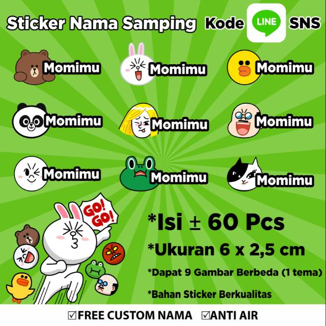 

Stiker/Sticker/Label Nama Samping Anak Remaja Dewasa Custom Motif Karakter Line