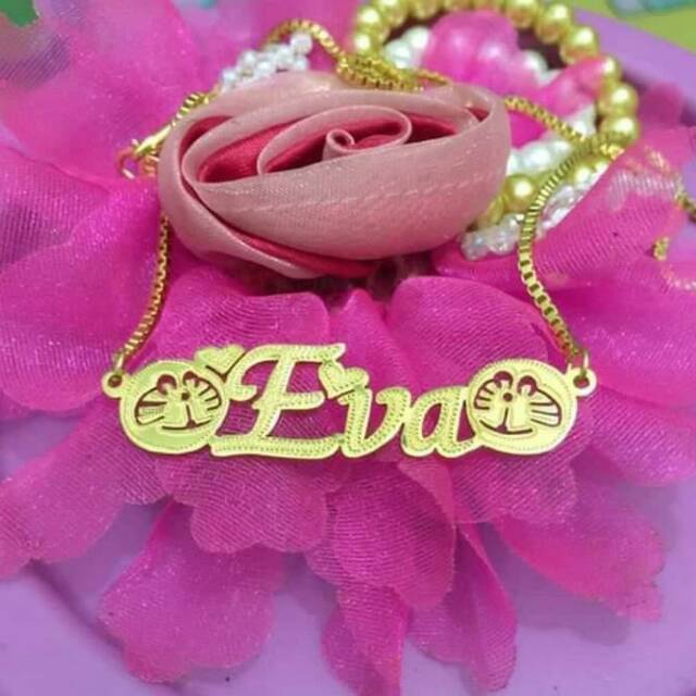 Kalung wanita / kalung titanium anti karat / Hello Kitty / Doraemon / kalung nama lapis emas motif d