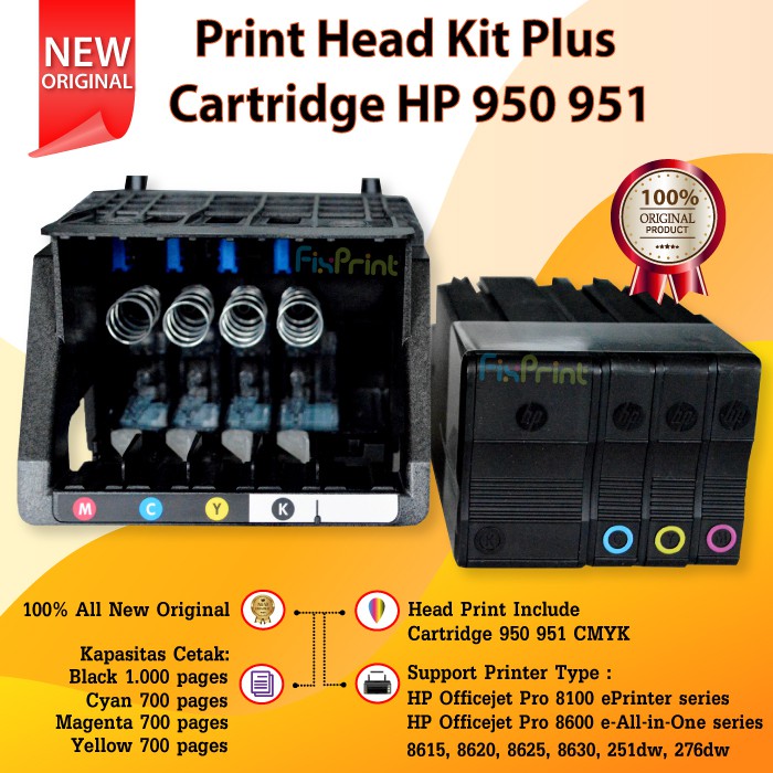 Head Kit Printer HP 8100 8600 8630 276dw 251dw Cartridge 950 951 Ori - HP Officejet 8615, 8620, 8625