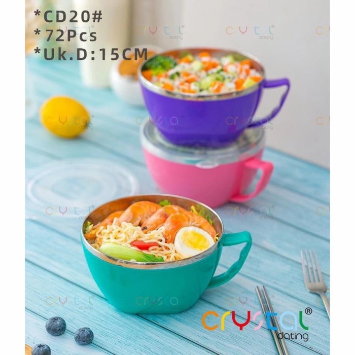 Mangkok Mie Korea Stainless Mangkok Makan Plus Tutup Korean Fresh Bowl