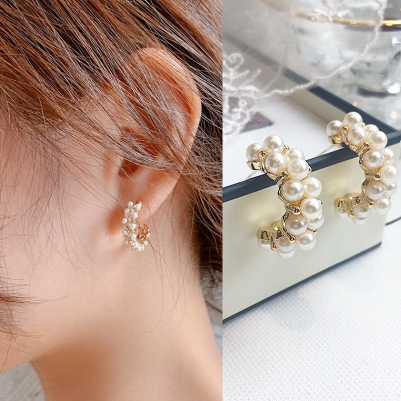 Perhiasan Anting Stud S925 Silver Needle Bentuk Hati Aksen Mutiara Gaya Korea Untuk Wanita