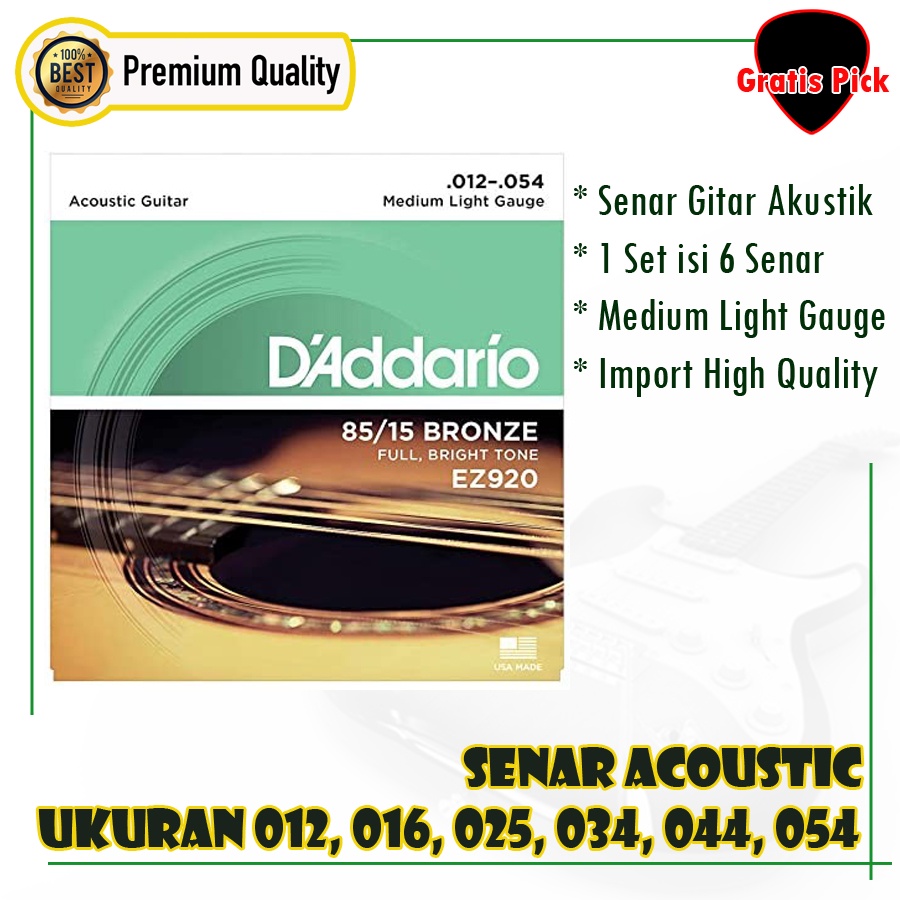 senar gitar akustik 012 acoustic guitar strings daddario EZ 920