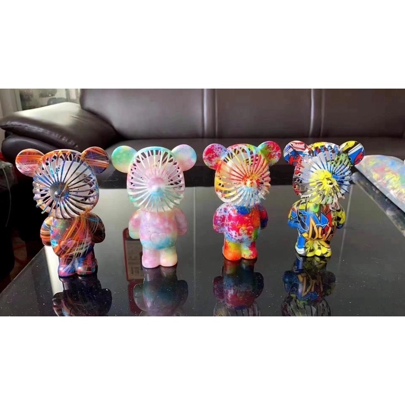 KIPAS MINI MOTIF BEAR RAINBOW