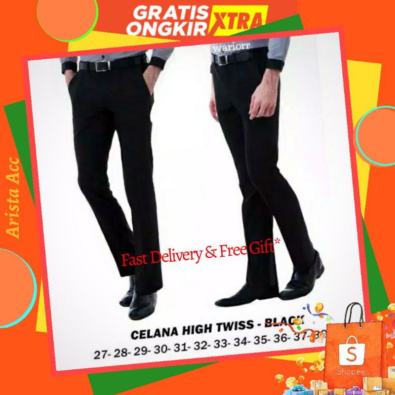 Celana Formal Pria Kerja Slimfit Kantor Bahan Kain Teflon Size 27 - 38 Murah Adem Nyaman Caldin