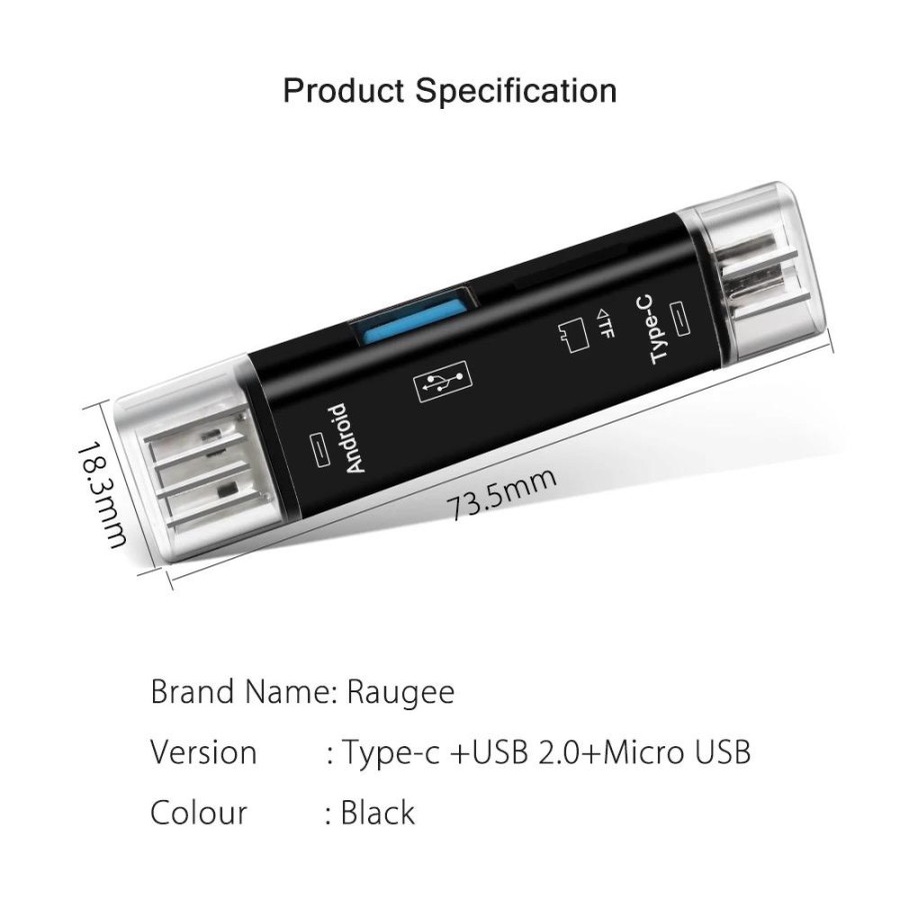 OTG USB 2IN1 MICRO USB / TYPE C CARD READER FUNCTION