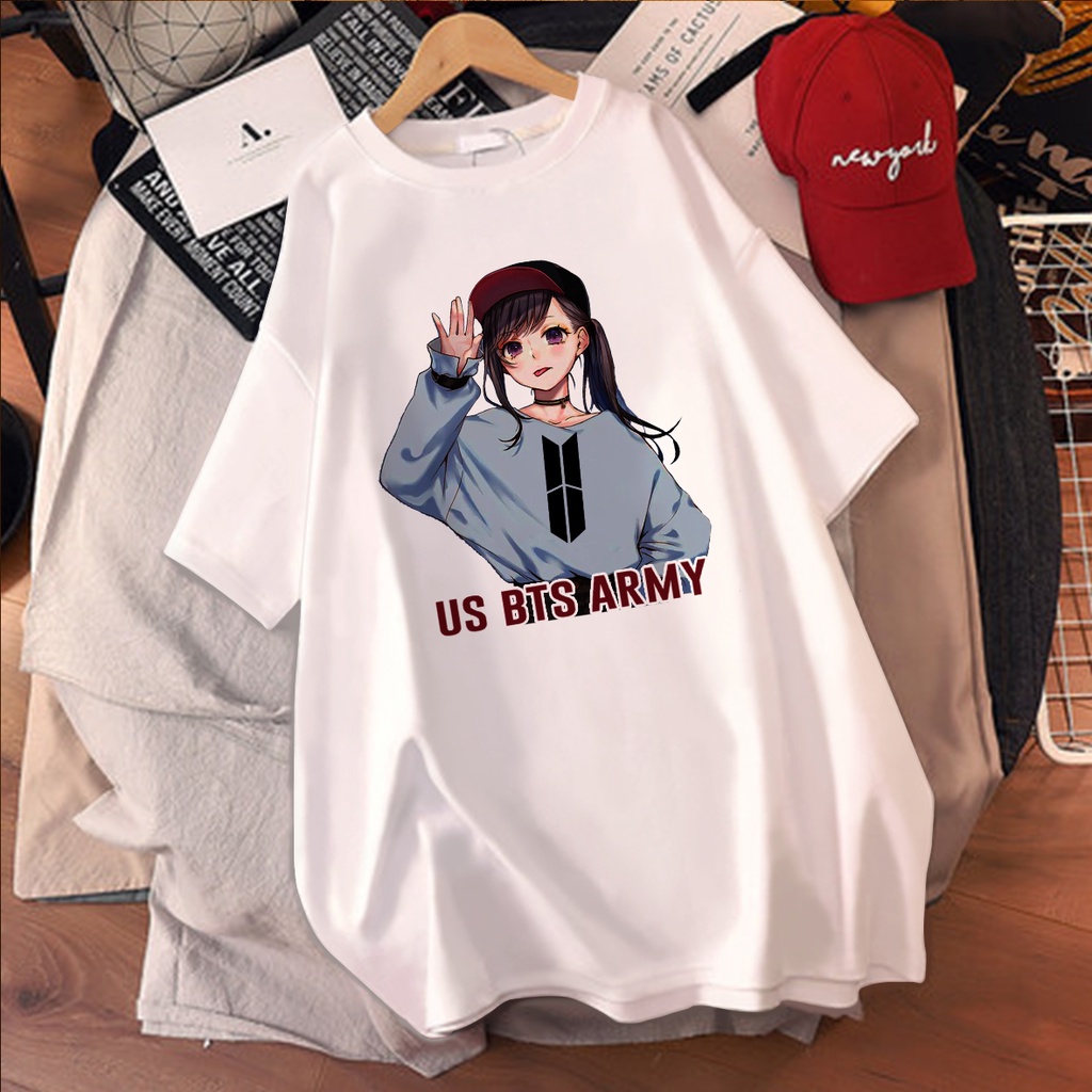 CALVIERO SHOP - BAJU KAOS WANITA DEWASA PRINT CASUAL US BTS ARMY